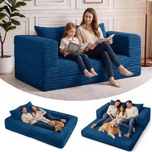 Futon Sofa Bed,3-in-1 Convertible Sofa Bed with Pillow,Folding Sofa Bed with Removable Cover,Sleeper Sofa Bed Couch,Boneless Couches for Living Room, Bedroom,Queen,Blue Futon Sofa Bed,3-in-1 Convertible Sofa Bed with Pillow,Folding Sofa Bed with Removable Cover,Sleeper Sofa Bed Couch,Boneless Couches for Living Room, Bedroom,Queen,Blue