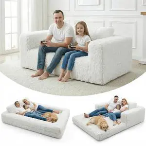 Convertible Sofa Bed, 3-in-1 Futon Sofa Bed with Pillow, Foldable Pull Out Floor Sofa Bed with Removable Cover, Plush Boneless Couch for Living Room/Bedroom/Dorm Convertible Sofa Bed, 3-in-1 Futon Sofa Bed with Pillow, Foldable Pull Out Floor Sofa Bed with Removable Cover, Plush Boneless Couch for Living Room/Bedroom/Dorm