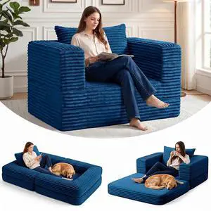 Futon Sofa Bed,3-in-1 Convertible Sofa Bed with Pillow,Folding Sofa Bed with Removable Cover,Sleeper Sofa Bed Couch,Boneless Couches for Living Room, Bedroom,Full,Blue Futon Sofa Bed,3-in-1 Convertible Sofa Bed with Pillow,Folding Sofa Bed with Removable Cover,Sleeper Sofa Bed Couch,Boneless Couches for Living Room, Bedroom,Full,Blue