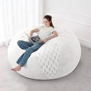 5FT Bean Bag Chair Teardrop Beanbag Chair with Memory Foam Filled Soft Checkboard Leaf alongside Plush Bean Bag Sofa with Removable Cover for Living Room,Bedroom-Checkboard White 5FT Bean Bag Chair Teardrop Beanbag Chair with Memory Foam Filled Soft Checkboard Leaf alongside Plush Bean Bag Sofa with Removable Cover for Living Room,Bedroom-Checkboard White