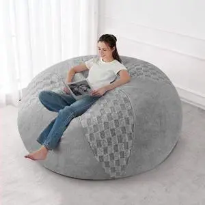 5FT Bean Bag Chair Teardrop Beanbag Chair with Memory Foam Filled Soft Checkboard Leaf alongside Plush Bean Bag Sofa with Removable Cover for Living Room,Bedroom-Checkboard Light Grey 5FT Bean Bag Chair Teardrop Beanbag Chair with Memory Foam Filled Soft Checkboard Leaf alongside Plush Bean Bag Sofa with Removable Cover for Living Room,Bedroom-Checkboard Light Grey