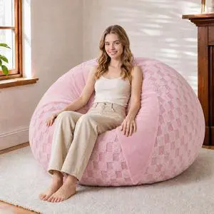 4FT Bean Bag Chair Teardrop Beanbag Chair with Memory Foam Filled Soft Plush Leaf alongside Checkboard Bean Bag Sofa with Removable Cover for Living Room,Bedroom-Plush Pink 4FT Bean Bag Chair Teardrop Beanbag Chair with Memory Foam Filled Soft Plush Leaf alongside Checkboard Bean Bag Sofa with Removable Cover for Living Room,Bedroom-Plush Pink