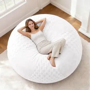 6FT Bean Bag Chair Teardrop Beanbag Chair with Memory Foam Filled Soft Plush Leaf alongside Checkboard Bean Bag Sofa with Removable Cover for Living Room,Bedroom-Plush White 6FT Bean Bag Chair Teardrop Beanbag Chair with Memory Foam Filled Soft Plush Leaf alongside Checkboard Bean Bag Sofa with Removable Cover for Living Room,Bedroom-Plush White