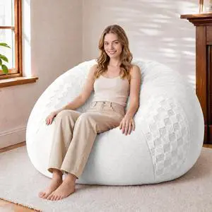 4FT Bean Bag Chair Teardrop Beanbag Chair with Memory Foam Filled Soft Checkboard Leaf alongside Plush Bean Bag Sofa with Removable Cover for Living Room,Bedroom-Checkboard White 4FT Bean Bag Chair Teardrop Beanbag Chair with Memory Foam Filled Soft Checkboard Leaf alongside Plush Bean Bag Sofa with Removable Cover for Living Room,Bedroom-Checkboard White