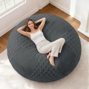 6FT Bean Bag Chair Teardrop Beanbag Chair with Memory Foam Filled Soft Plush Leaf alongside Checkboard Bean Bag Sofa with Removable Cover for Living Room,Bedroom-Plush Dark Grey 6FT Bean Bag Chair Teardrop Beanbag Chair with Memory Foam Filled Soft Plush Leaf alongside Checkboard Bean Bag Sofa with Removable Cover for Living Room,Bedroom-Plush Dark Grey