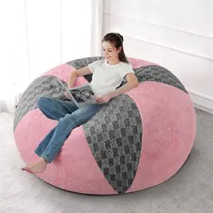 6FT Bean Bag Chair Teardrop Beanbag Chair with Memory Foam Filled Soft Checkboard Leaf alongside Plush Bean Bag Sofa with Removable Cover for Living Room,Bedroom-Checkboard Light Grey&Pink 6FT Bean Bag Chair Teardrop Beanbag Chair with Memory Foam Filled Soft Checkboard Leaf alongside Plush Bean Bag Sofa with Removable Cover for Living Room,Bedroom-Checkboard Light Grey&Pink