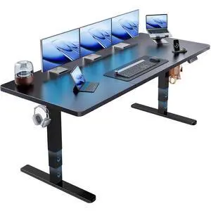 70x30 Inch 3-Stage Legs Electric Standing Desk, Large Height Adjustable Office Desk with Brushless Motor, Stand Up Desk with 4 Memory Presets & 2 Hooks, Computer Desk for Home Office, Black 70x30 Inch 3-Stage Legs Electric Standing Desk, Large Height Adjustable Office Desk with Brushless Motor, Stand Up Desk with 4 Memory Presets & 2 Hooks, Computer Desk for Home Office, Black