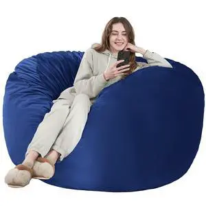 Bean Bag Chair: Giant 4' Memory Foam Furniture Bean Bag Chairs for Adults with Microfiber Cover 4Ft (Blue) Bean Bag Chair: Giant 4' Memory Foam Furniture Bean Bag Chairs for Adults with Microfiber Cover 4Ft (Blue)