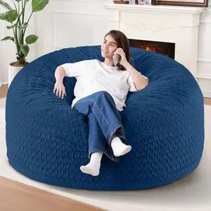 5FT Bean Bag Chair,Giant Bean Bag Chairs for Adults,Big Bean Bags with Memory Foam Filled, Large Beanbag Chairs with Chevron Plush Cover-Blue 5FT Bean Bag Chair,Giant Bean Bag Chairs for Adults,Big Bean Bags with Memory Foam Filled, Large Beanbag Chairs with Chevron Plush Cover-Blue