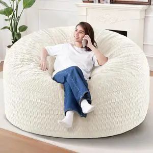6FT Bean Bag Chair,Giant Bean Bag Chairs for Adults,Big Bean Bags with Memory Foam Filled, Large Beanbag Chairs with Chevron Plush Cover-White 6FT Bean Bag Chair,Giant Bean Bag Chairs for Adults,Big Bean Bags with Memory Foam Filled, Large Beanbag Chairs with Chevron Plush Cover-White