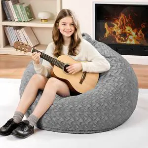 2FT Bean Bag Chair,Giant Bean Bag Chairs for Adults,Big Bean Bags with Memory Foam Filled, Large Beanbag Chairs with Chevron Plush Cover-Grey 2FT Bean Bag Chair,Giant Bean Bag Chairs for Adults,Big Bean Bags with Memory Foam Filled, Large Beanbag Chairs with Chevron Plush Cover-Grey