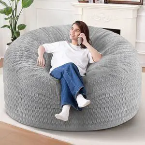 6FT Bean Bag Chair,Giant Bean Bag Chairs for Adults,Big Bean Bags with Memory Foam Filled, Large Beanbag Chairs with Chevron Plush Cover-Light Grey 6FT Bean Bag Chair,Giant Bean Bag Chairs for Adults,Big Bean Bags with Memory Foam Filled, Large Beanbag Chairs with Chevron Plush Cover-Light Grey