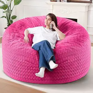6FT Bean Bag Chair,Giant Bean Bag Chairs for Adults,Big Bean Bags with Memory Foam Filled, Large Beanbag Chairs with Chevron Plush Cover-Pink 6FT Bean Bag Chair,Giant Bean Bag Chairs for Adults,Big Bean Bags with Memory Foam Filled, Large Beanbag Chairs with Chevron Plush Cover-Pink