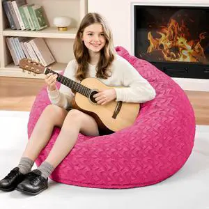 2FT Bean Bag Chair,Giant Bean Bag Chairs for Adults,Big Bean Bags with Memory Foam Filled, Large Beanbag Chairs with Chevron Plush Cover-Pink 2FT Bean Bag Chair,Giant Bean Bag Chairs for Adults,Big Bean Bags with Memory Foam Filled, Large Beanbag Chairs with Chevron Plush Cover-Pink