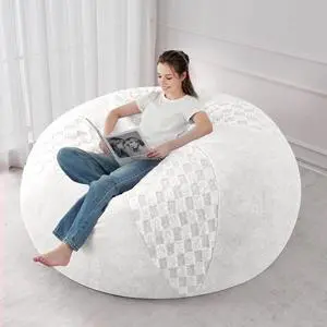 6FT Bean Bag Chair Teardrop Beanbag Chair with Memory Foam Filled Soft Checkboard Leaf alongside Plush Bean Bag Sofa with Removable Cover for Living Room,Bedroom-Checkboard White 6FT Bean Bag Chair Teardrop Beanbag Chair with Memory Foam Filled Soft Checkboard Leaf alongside Plush Bean Bag Sofa with Removable Cover for Living Room,Bedroom-Checkboard White