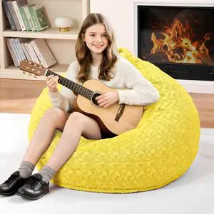 2FT Bean Bag Chair,Giant Bean Bag Chairs for Adults,Big Bean Bags with Memory Foam Filled, Large Beanbag Chairs with Chevron Plush Cover-Yellow 2FT Bean Bag Chair,Giant Bean Bag Chairs for Adults,Big Bean Bags with Memory Foam Filled, Large Beanbag Chairs with Chevron Plush Cover-Yellow