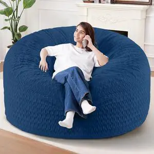 6FT Bean Bag Chair,Giant Bean Bag Chairs for Adults,Big Bean Bags with Memory Foam Filled, Large Beanbag Chairs with Chevron Plush Cover-Blue 6FT Bean Bag Chair,Giant Bean Bag Chairs for Adults,Big Bean Bags with Memory Foam Filled, Large Beanbag Chairs with Chevron Plush Cover-Blue