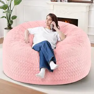 5FT Bean Bag Chair,Giant Bean Bag Chairs for Adults,Big Bean Bags with Memory Foam Filled, Large Beanbag Chairs with Chevron Plush Cover-Soft Pink 5FT Bean Bag Chair,Giant Bean Bag Chairs for Adults,Big Bean Bags with Memory Foam Filled, Large Beanbag Chairs with Chevron Plush Cover-Soft Pink