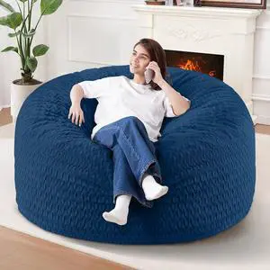 4FT Bean Bag Chair,Giant Bean Bag Chairs for Adults,Big Bean Bags with Memory Foam Filled, Large Beanbag Chairs with Chevron Plush Cover-Blue 4FT Bean Bag Chair,Giant Bean Bag Chairs for Adults,Big Bean Bags with Memory Foam Filled, Large Beanbag Chairs with Chevron Plush Cover-Blue