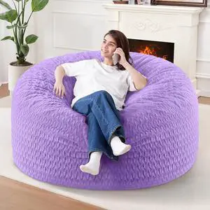 4FT Bean Bag Chair,Giant Bean Bag Chairs for Adults,Big Bean Bags with Memory Foam Filled, Large Beanbag Chairs with Chevron Plush Cover-Purple 4FT Bean Bag Chair,Giant Bean Bag Chairs for Adults,Big Bean Bags with Memory Foam Filled, Large Beanbag Chairs with Chevron Plush Cover-Purple