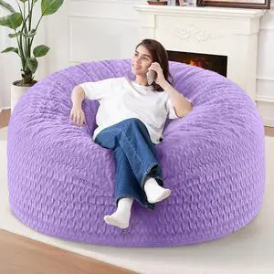 5FT Bean Bag Chair,Giant Bean Bag Chairs for Adults,Big Bean Bags with Memory Foam Filled, Large Beanbag Chairs with Chevron Plush Cover-Purple 5FT Bean Bag Chair,Giant Bean Bag Chairs for Adults,Big Bean Bags with Memory Foam Filled, Large Beanbag Chairs with Chevron Plush Cover-Purple