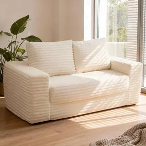 62" Small Boneless Couch,3-in-1 Convertible Folding Sofa Bed, Corduroy Loveseat Sofa Bed w/2 Pillows for Living Room/Guest Room No Assembly Required, Beige 62" Small Boneless Couch,3-in-1 Convertible Folding Sofa Bed, Corduroy Loveseat Sofa Bed w/2 Pillows for Living Room/Guest Room No Assembly Required, Beige