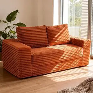 62" Small Boneless Couch,3-in-1 Convertible Folding Sofa Bed, Corduroy Loveseat Sofa Bed w/2 Pillows for Living Room/Guest Room No Assembly Required, Brown 62" Small Boneless Couch,3-in-1 Convertible Folding Sofa Bed, Corduroy Loveseat Sofa Bed w/2 Pillows for Living Room/Guest Room No Assembly Required, Brown
