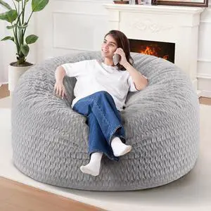 4FT Bean Bag Chair,Giant Bean Bag Chairs for Adults,Big Bean Bags with Memory Foam Filled, Large Beanbag Chairs with Chevron Plush Cover-Light Grey 4FT Bean Bag Chair,Giant Bean Bag Chairs for Adults,Big Bean Bags with Memory Foam Filled, Large Beanbag Chairs with Chevron Plush Cover-Light Grey