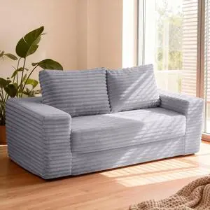 62" Small Boneless Couch,3-in-1 Convertible Folding Sofa Bed, Corduroy Loveseat Sofa Bed w/2 Pillows for Living Room/Guest Room No Assembly Required, Light Grey 62" Small Boneless Couch,3-in-1 Convertible Folding Sofa Bed, Corduroy Loveseat Sofa Bed w/2 Pillows for Living Room/Guest Room No Assembly Required, Light Grey