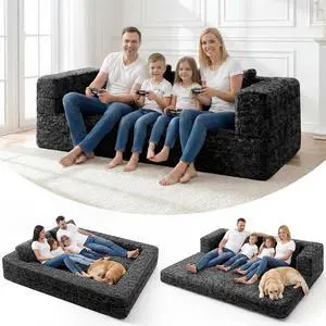 Convertible Sofa Bed, 3-in-1 Futon Sofa Bed with Pillow, Foldable Pull Out Floor Sofa Bed with Removable Cover, Plush Boneless Couch for Living Room/Bedroom/Dorm Convertible Sofa Bed, 3-in-1 Futon Sofa Bed with Pillow, Foldable Pull Out Floor Sofa Bed with Removable Cover, Plush Boneless Couch for Living Room/Bedroom/Dorm