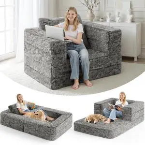 Convertible Sofa Bed, 3-in-1 Futon Sofa Bed with Pillow, Foldable Pull Out Floor Sofa Bed with Removable Cover, Plush Boneless Couch for Living Room/Bedroom/Dorm Convertible Sofa Bed, 3-in-1 Futon Sofa Bed with Pillow, Foldable Pull Out Floor Sofa Bed with Removable Cover, Plush Boneless Couch for Living Room/Bedroom/Dorm