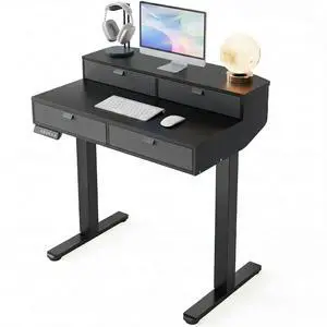 32 X 20 inch Electric Standing Desk with 4 Drawers, Adjustable Height Sit Stand Home Office Desk, C-Clamp Mount Compatible, Ergonomic Stand up Desk with 4 Preset Heights, Black 32 X 20 inch Electric Standing Desk with 4 Drawers, Adjustable Height Sit Stand Home Office Desk, C-Clamp Mount Compatible, Ergonomic Stand up Desk with 4 Preset Heights, Black