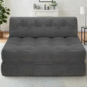 Folding Sofa Bed, Foldable Floor Sofa Lounge w/Dual-Pillow & Handle, Convertible Sleeper Chair Bed w/Back Support for Living Room, Bedroom, Apartment, Office, Grey, Full Folding Sofa Bed, Foldable Floor Sofa Lounge w/Dual-Pillow & Handle, Convertible Sleeper Chair Bed w/Back Support for Living Room, Bedroom, Apartment, Office, Grey, Full