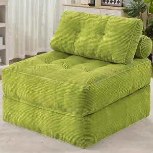 Folding Sofa Bed, Convertible Sleeper Chair Bed w/Dual-Pillow & Handle, Foldable Floor Sofa Lounge w/Back Support for Living Room, Bedroom, Apartment, Office, Single, Green Folding Sofa Bed, Convertible Sleeper Chair Bed w/Dual-Pillow & Handle, Foldable Floor Sofa Lounge w/Back Support for Living Room, Bedroom, Apartment, Office, Single, Green