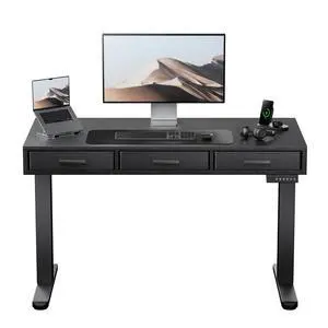 Electric Standing Desk with Drawers, C-Clamp Mount Compatible, 40 x 22 Inch Height Adjustable Sit Stand Desk, Fabric Drawers, Home Office Stand Up Desk with 4 Custom Height Settings, Black Electric Standing Desk with Drawers, C-Clamp Mount Compatible, 40 x 22 Inch Height Adjustable Sit Stand Desk, Fabric Drawers, Home Office Stand Up Desk with 4 Custom Height Settings, Black