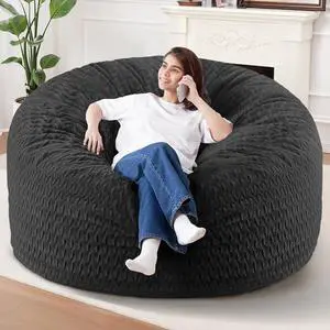 6FT Bean Bag Chair,Giant Bean Bag Chairs for Adults,Big Bean Bags with Memory Foam Filled, Large Beanbag Chairs with Chevron Plush Cover-Black 6FT Bean Bag Chair,Giant Bean Bag Chairs for Adults,Big Bean Bags with Memory Foam Filled, Large Beanbag Chairs with Chevron Plush Cover-Black