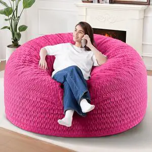 5FT Bean Bag Chair,Giant Bean Bag Chairs for Adults,Big Bean Bags with Memory Foam Filled, Large Beanbag Chairs with Chevron Plush Cover-Pink 5FT Bean Bag Chair,Giant Bean Bag Chairs for Adults,Big Bean Bags with Memory Foam Filled, Large Beanbag Chairs with Chevron Plush Cover-Pink
