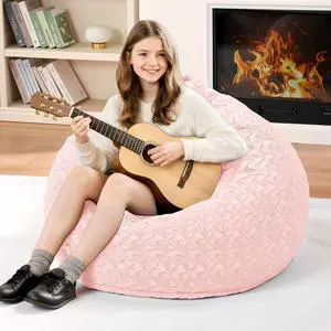 2FT Bean Bag Chair,Giant Bean Bag Chairs for Adults,Big Bean Bags with Memory Foam Filled, Large Beanbag Chairs with Chevron Plush Cover-Soft Pink 2FT Bean Bag Chair,Giant Bean Bag Chairs for Adults,Big Bean Bags with Memory Foam Filled, Large Beanbag Chairs with Chevron Plush Cover-Soft Pink