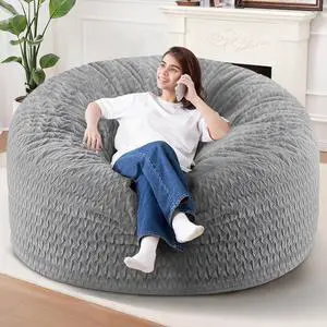 6FT Bean Bag Chair,Giant Bean Bag Chairs for Adults,Big Bean Bags with Memory Foam Filled, Large Beanbag Chairs with Chevron Plush Cover-Grey 6FT Bean Bag Chair,Giant Bean Bag Chairs for Adults,Big Bean Bags with Memory Foam Filled, Large Beanbag Chairs with Chevron Plush Cover-Grey