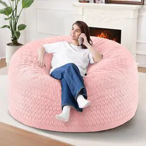 4FT Bean Bag Chair,Giant Bean Bag Chairs for Adults,Big Bean Bags with Memory Foam Filled, Large Beanbag Chairs with Chevron Plush Cover-Soft Pink 4FT Bean Bag Chair,Giant Bean Bag Chairs for Adults,Big Bean Bags with Memory Foam Filled, Large Beanbag Chairs with Chevron Plush Cover-Soft Pink