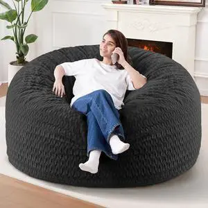 5FT Bean Bag Chair,Giant Bean Bag Chairs for Adults,Big Bean Bags with Memory Foam Filled, Large Beanbag Chairs with Chevron Plush Cover-Black 5FT Bean Bag Chair,Giant Bean Bag Chairs for Adults,Big Bean Bags with Memory Foam Filled, Large Beanbag Chairs with Chevron Plush Cover-Black
