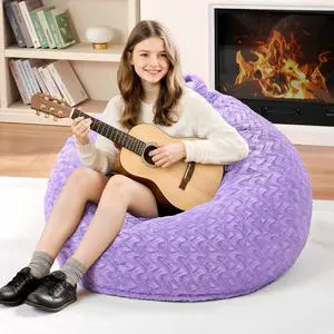2FT Bean Bag Chair,Giant Bean Bag Chairs for Adults,Big Bean Bags with Memory Foam Filled, Large Beanbag Chairs with Chevron Plush Cover-Purple 2FT Bean Bag Chair,Giant Bean Bag Chairs for Adults,Big Bean Bags with Memory Foam Filled, Large Beanbag Chairs with Chevron Plush Cover-Purple
