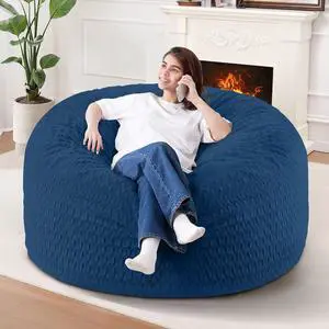 3FT Bean Bag Chair,Giant Bean Bag Chairs for Adults,Big Bean Bags with Memory Foam Filled, Large Beanbag Chairs with Chevron Plush Cover-Blue 3FT Bean Bag Chair,Giant Bean Bag Chairs for Adults,Big Bean Bags with Memory Foam Filled, Large Beanbag Chairs with Chevron Plush Cover-Blue
