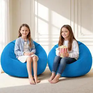 2Pcs of 2FT Bean Bag Chair,Giant Bean Bag Chairs for Teens Adults,Big Bean Bags with Memory Foam Filled, Large Beanbag Chairs with Soft Corduroy Cover-Blue 2Pcs of 2FT Bean Bag Chair,Giant Bean Bag Chairs for Teens Adults,Big Bean Bags with Memory Foam Filled, Large Beanbag Chairs with Soft Corduroy Cover-Blue