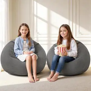 2Pcs of 2FT Bean Bag Chair,Giant Bean Bag Chairs for Teens Adults,Big Bean Bags with Memory Foam Filled, Large Beanbag Chairs with Soft Corduroy Cover-Grey 2Pcs of 2FT Bean Bag Chair,Giant Bean Bag Chairs for Teens Adults,Big Bean Bags with Memory Foam Filled, Large Beanbag Chairs with Soft Corduroy Cover-Grey