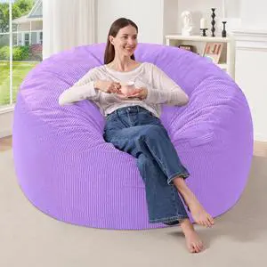 4FT Bean Bag Chair,Giant Bean Bag Chairs for Adults,Big Bean Bags with Memory Foam Filled, Large Beanbag Chairs with Soft Corduroy Cover-Purple 4FT Bean Bag Chair,Giant Bean Bag Chairs for Adults,Big Bean Bags with Memory Foam Filled, Large Beanbag Chairs with Soft Corduroy Cover-Purple
