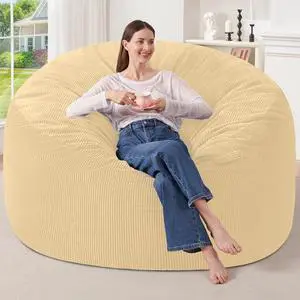 6FT Bean Bag Chair,Giant Bean Bag Chairs for Adults,Big Bean Bags with Memory Foam Filled, Large Beanbag Chairs with Soft Corduroy Cover 6FT Bean Bag Chair,Giant Bean Bag Chairs for Adults,Big Bean Bags with Memory Foam Filled, Large Beanbag Chairs with Soft Corduroy Cover