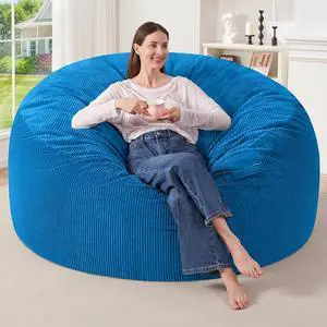 5FT Bean Bag Chair,Giant Bean Bag Chairs for Adults,Big Bean Bags with Memory Foam Filled, Large Beanbag Chairs with Soft Corduroy Cover-Blue 5FT Bean Bag Chair,Giant Bean Bag Chairs for Adults,Big Bean Bags with Memory Foam Filled, Large Beanbag Chairs with Soft Corduroy Cover-Blue