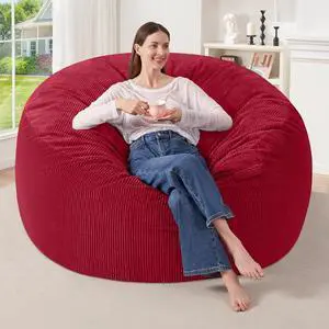 4FT Bean Bag Chair,Giant Bean Bag Chairs for Adults,Big Bean Bags with Memory Foam Filled, Large Beanbag Chairs with Soft Corduroy Cover-RED 4FT Bean Bag Chair,Giant Bean Bag Chairs for Adults,Big Bean Bags with Memory Foam Filled, Large Beanbag Chairs with Soft Corduroy Cover-RED