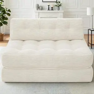 Folding Sofa Bed, Foldable Floor Sofa Lounge w/Dual-Pillow & Handle, Convertible Sleeper Chair Bed w/Back Support for Living Room, Bedroom, Apartment, Office, Beige, Full Folding Sofa Bed, Foldable Floor Sofa Lounge w/Dual-Pillow & Handle, Convertible Sleeper Chair Bed w/Back Support for Living Room, Bedroom, Apartment, Office, Beige, Full